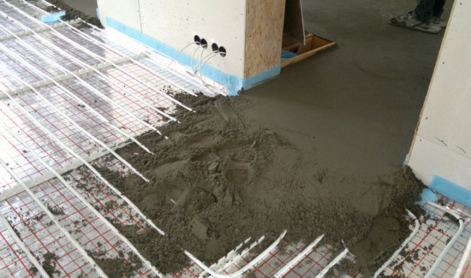 cement på gulvet
