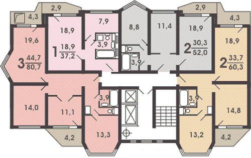 imagine a planului apartamentelor cu balcoane