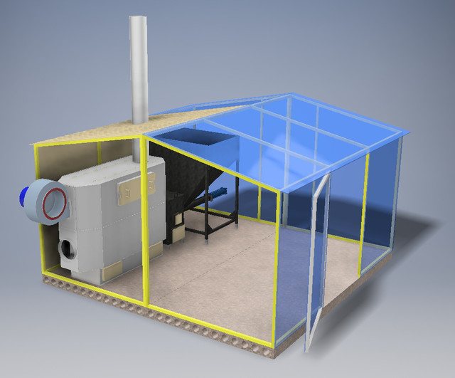 Boiler room para sa isang generator ng init sa isang greenhouse