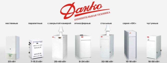 Saklaw ng modelo ng mga boiler ng Danko gas