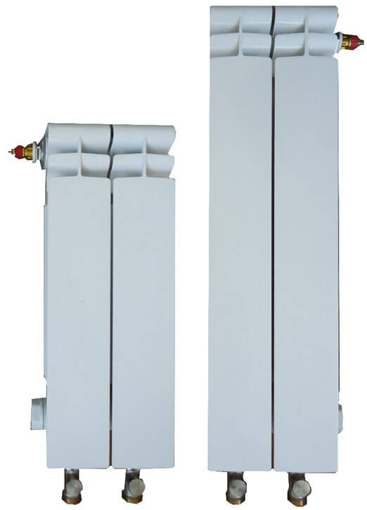 sukat ng mga radiator ng aluminyo