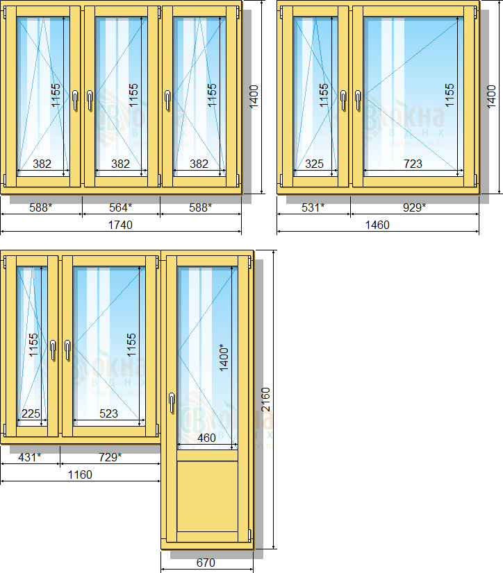 Standardstørrelser af vinduesblokke af mursten i fem etager