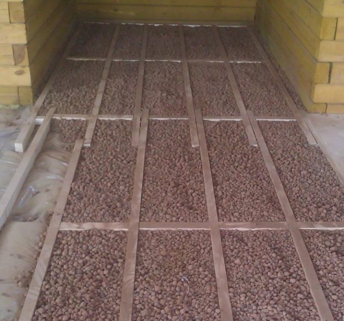 Isolering af gulvet med ekspanderet ler